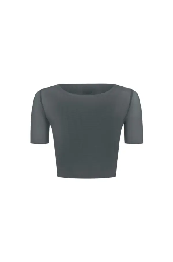 Aura Baby Tee · Concrete, ghost flat-lay